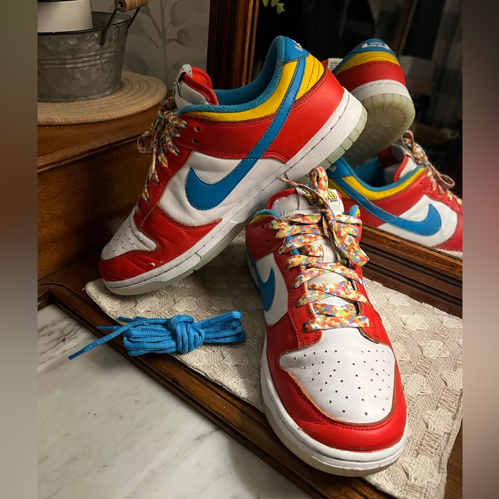 NIKE Classic Dunk Low Top QS LeBron James Fruity Pebbles Sneakers Men's Sz 8.5